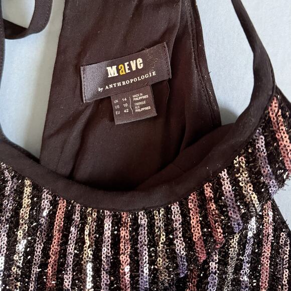 Anthropologie Maeve Disco Sequin Halter Wide Leg Black Jumpsuit - Picture 7 of 8